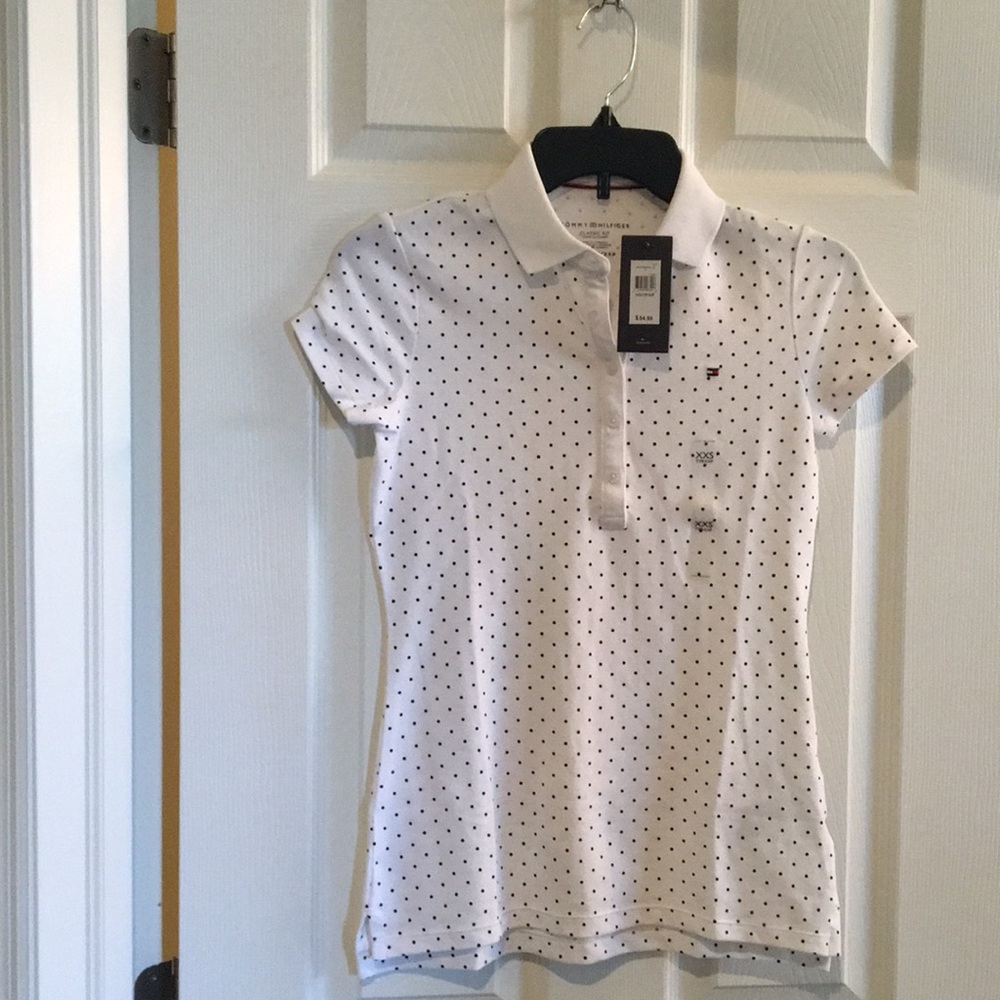 Tommy Hilfiger Classic White Polo with Navy Dots